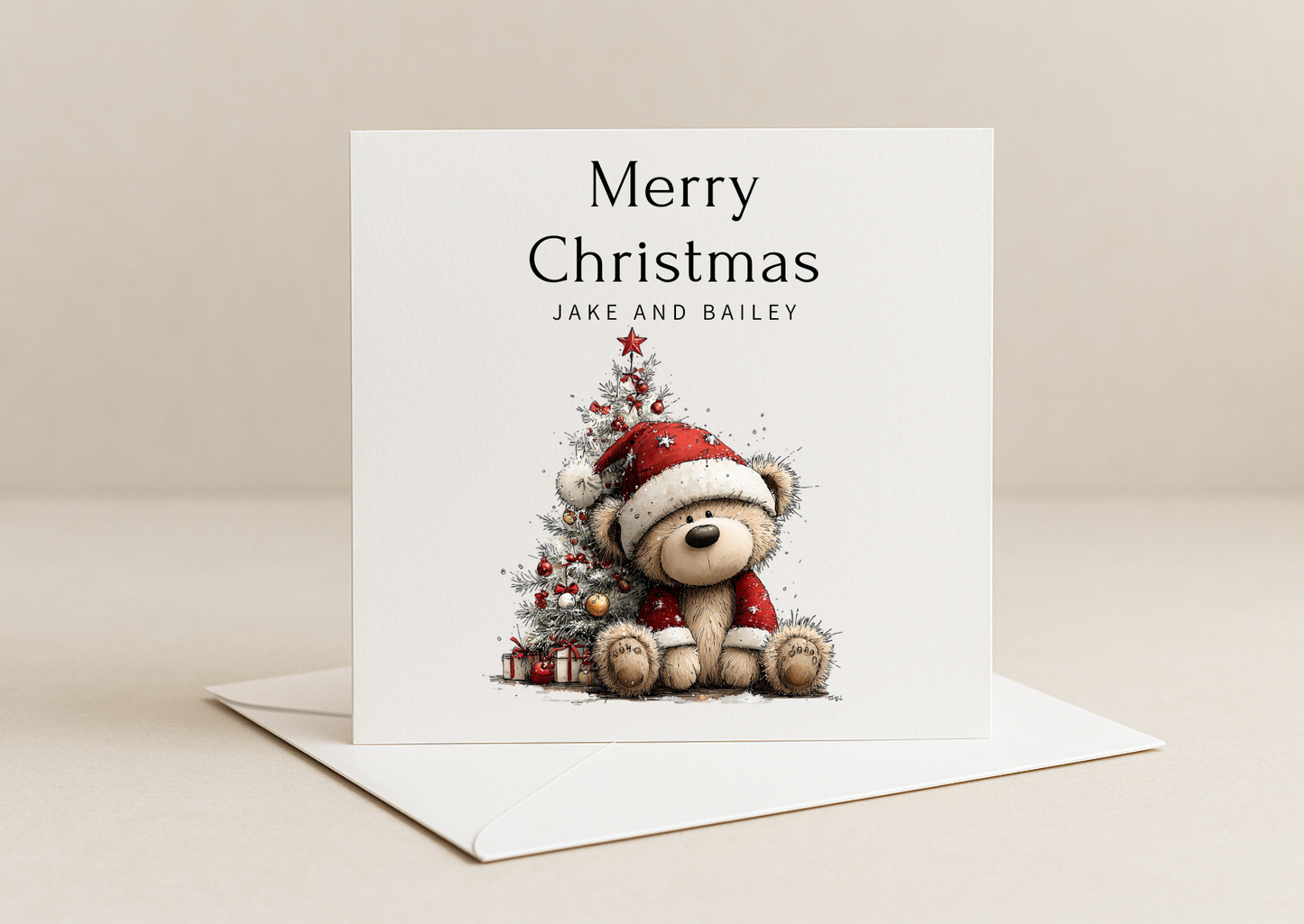 personalised merry Christmas greeting card