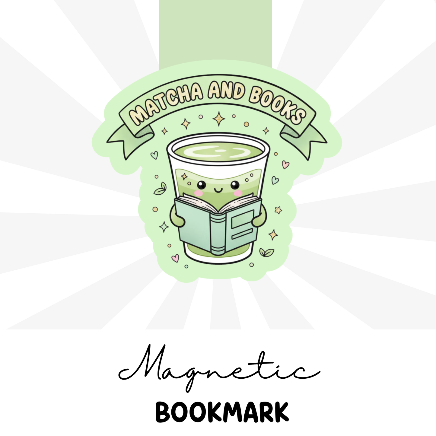 Matcha and books magnetic bookmarks