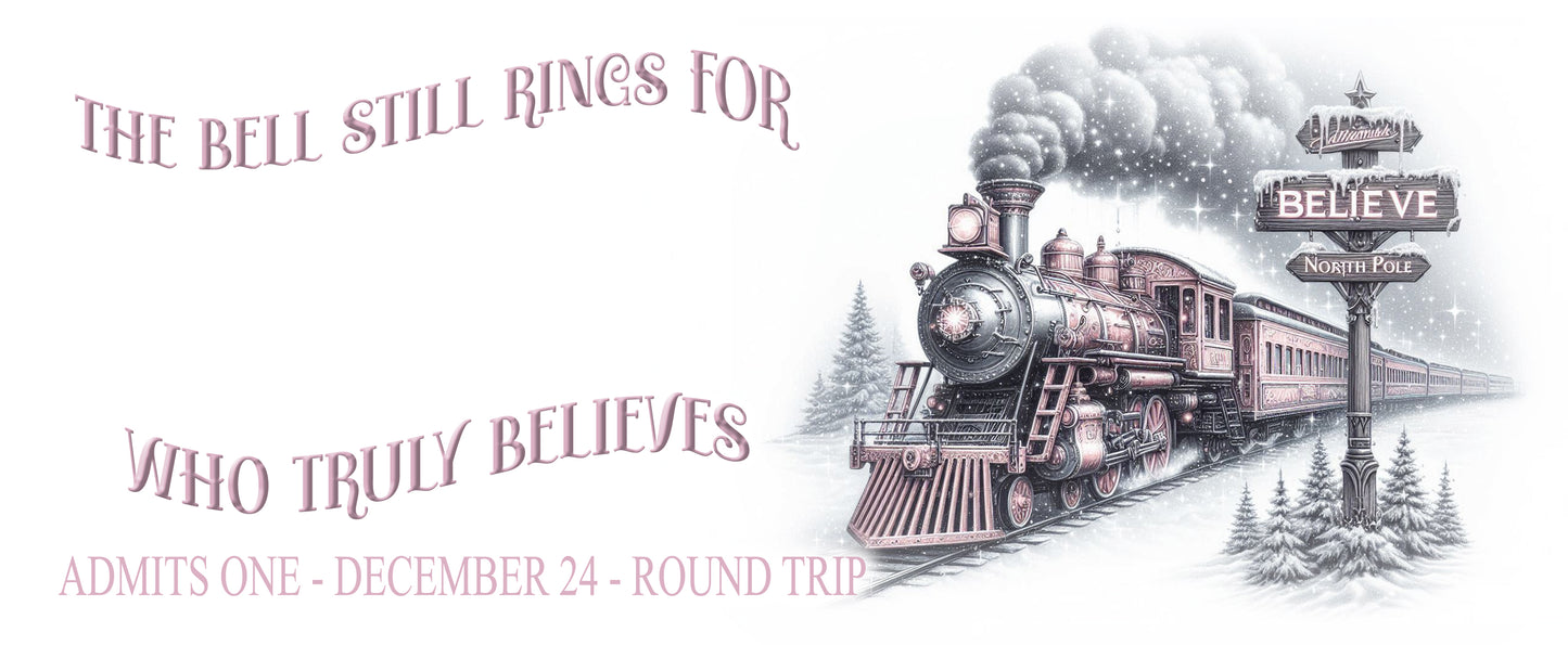 personalised Christmas I believe magical train design mugs