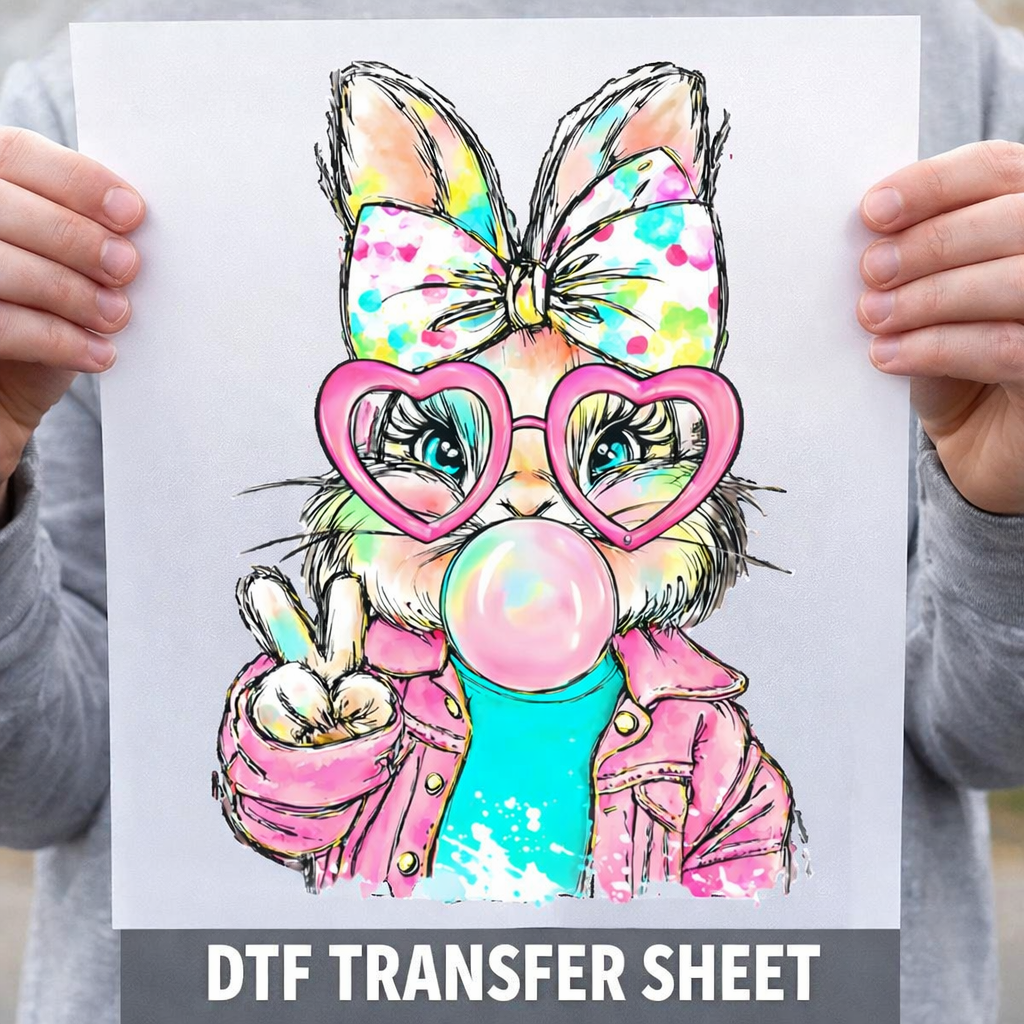 Dtf easter bunny ready to press transfer sheets
