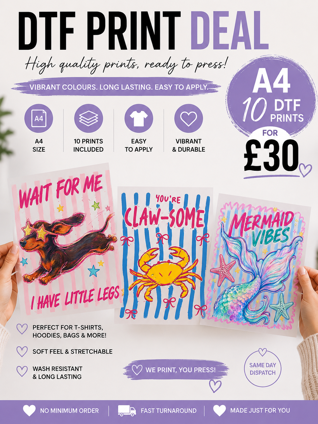 DTF print Offer | 10 A4 prints ready to press