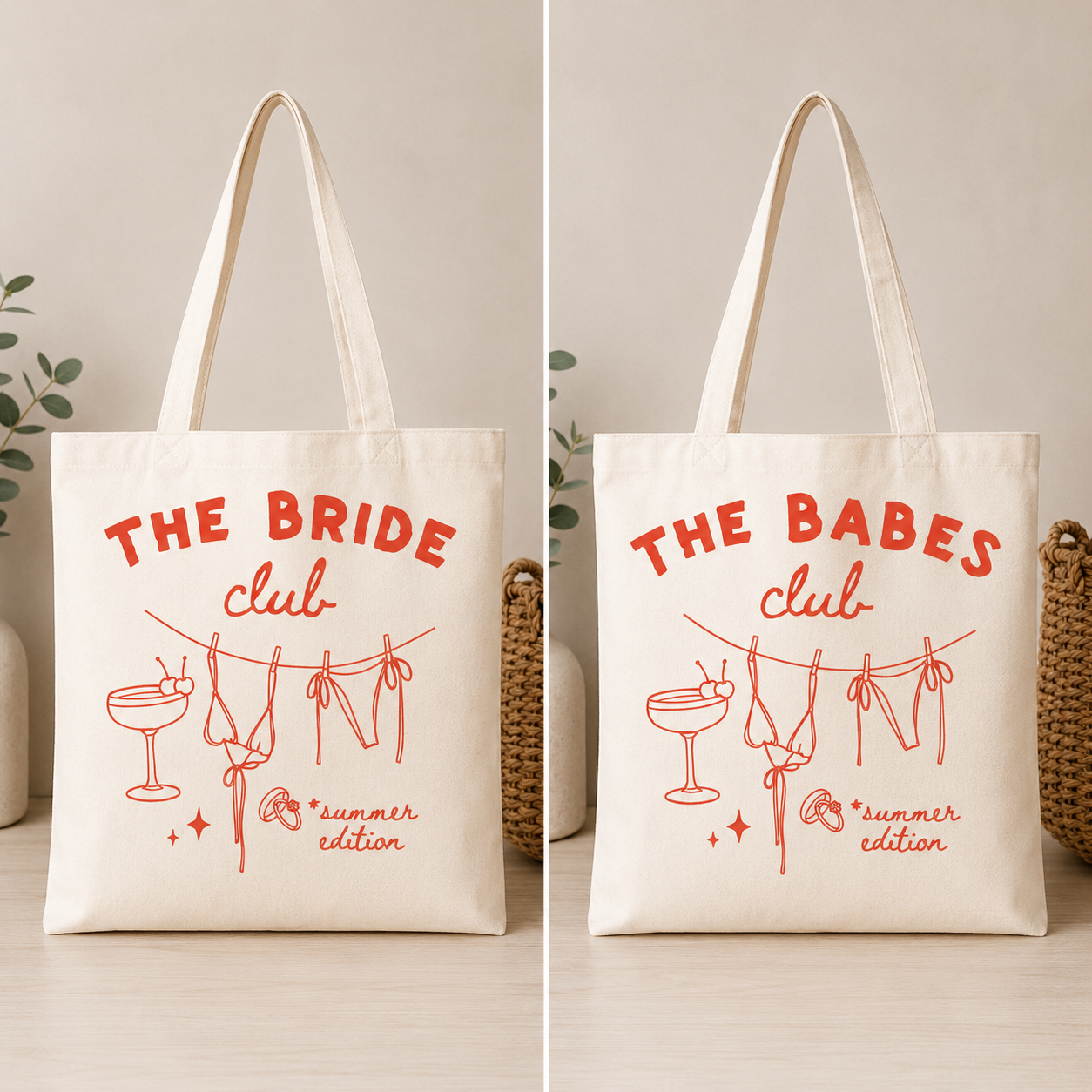 Brides club & babes club Tote bags