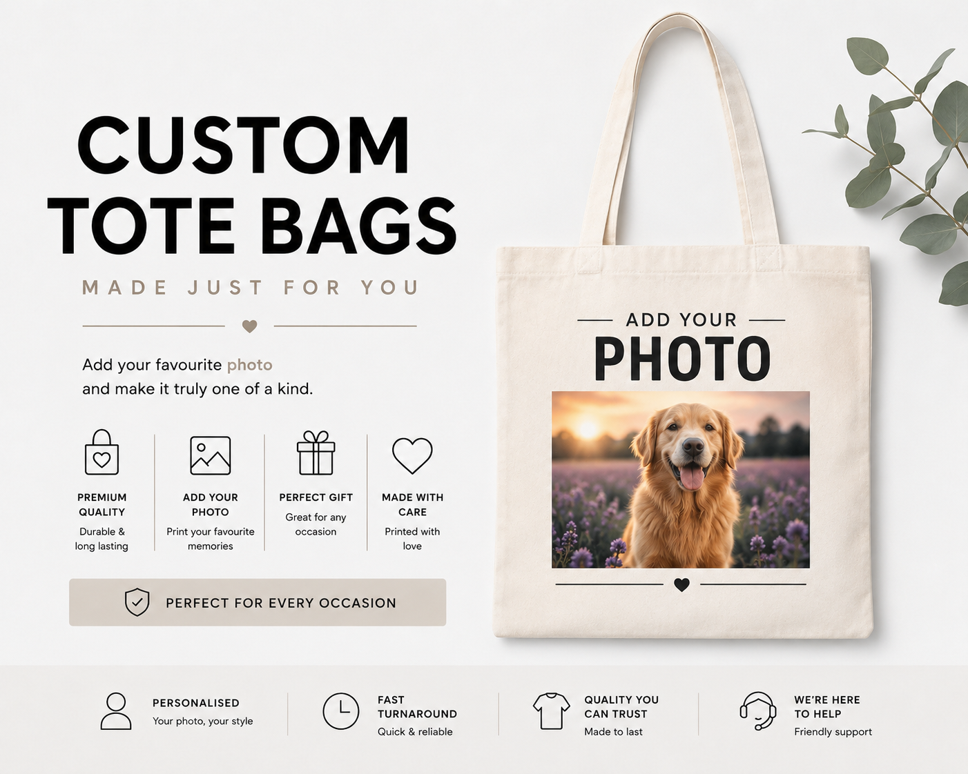 Custom Photo tote Bag |Add your own image