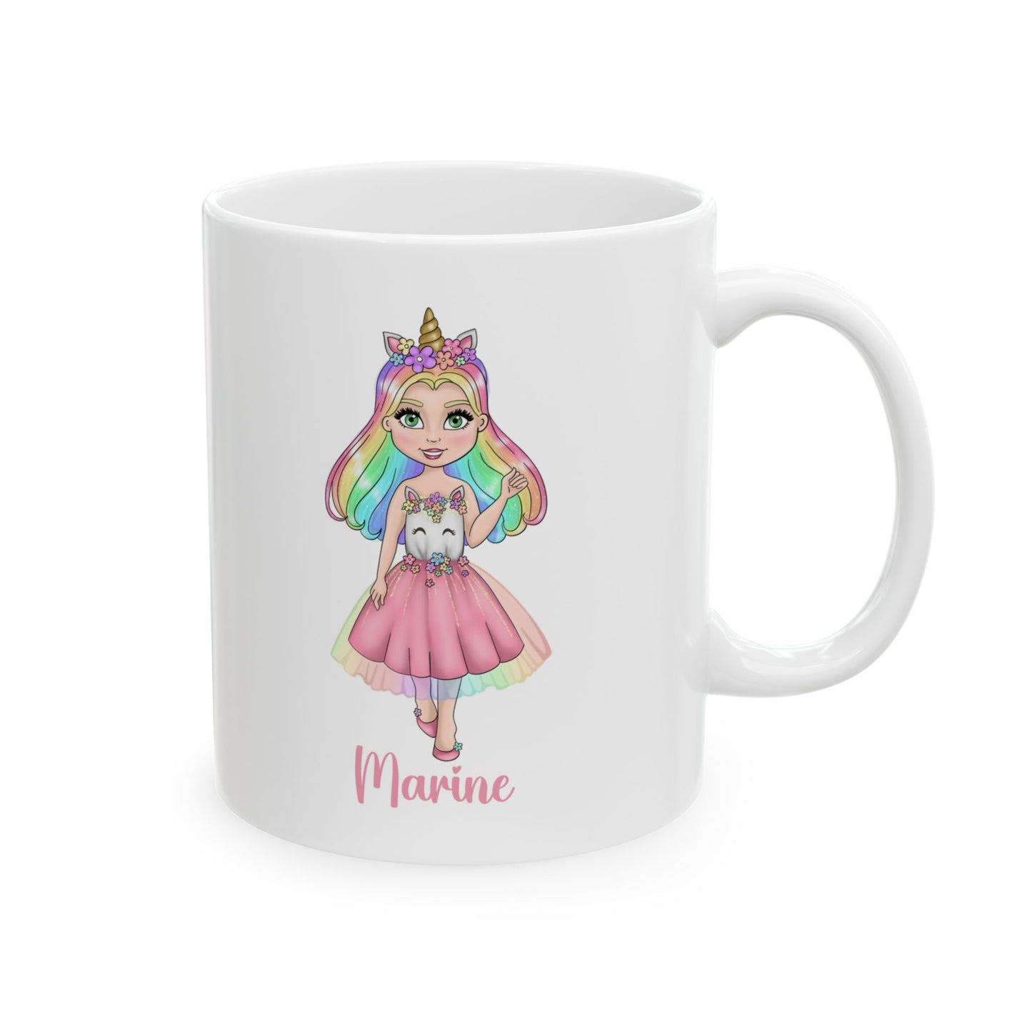 Personalised unicorn girl mug gifts