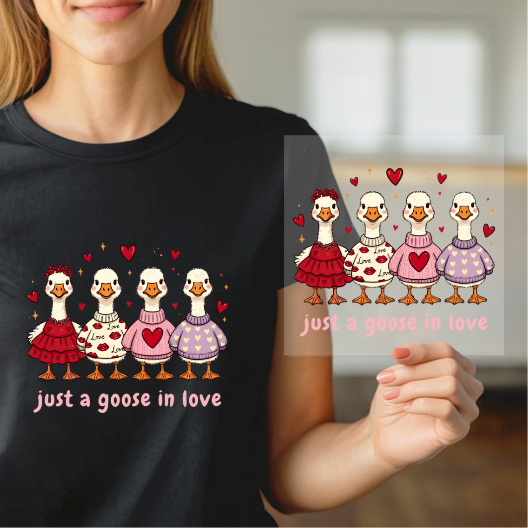 DTF prints transfer  just a goose in love