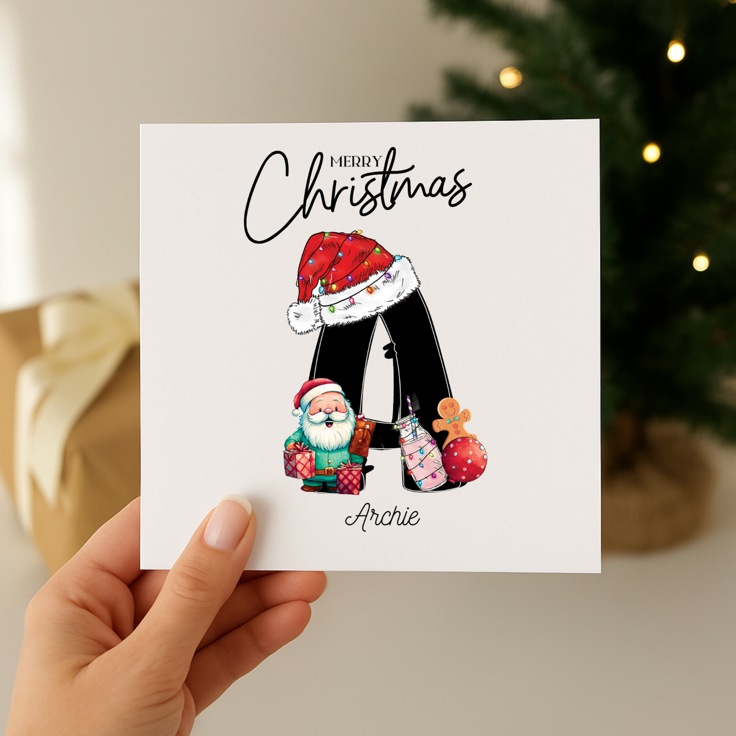 personalised alphabet christmas greeting cards
