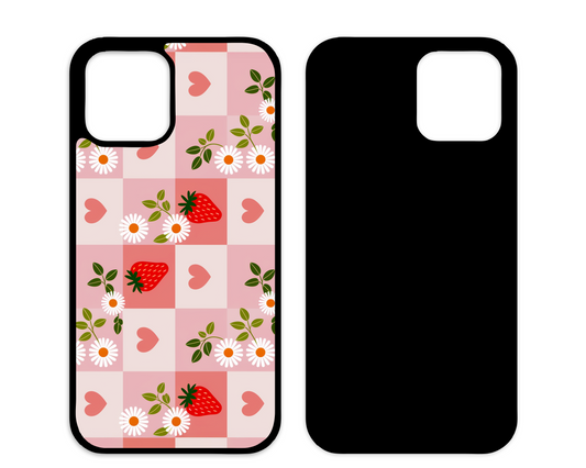 Pink love heart and strawberry phone case