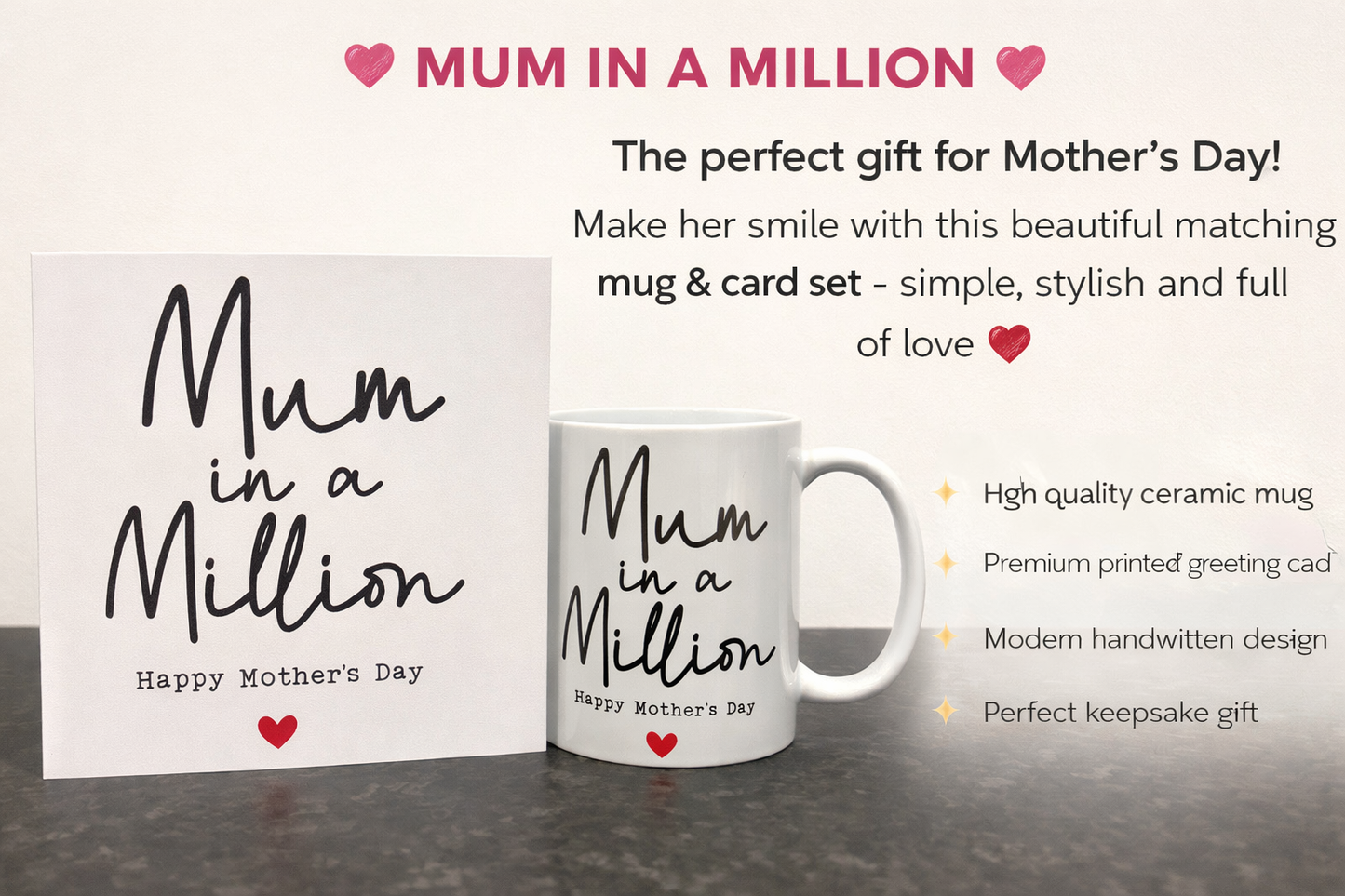 mum in a million Happy mothers day mug gifts mug card gift
