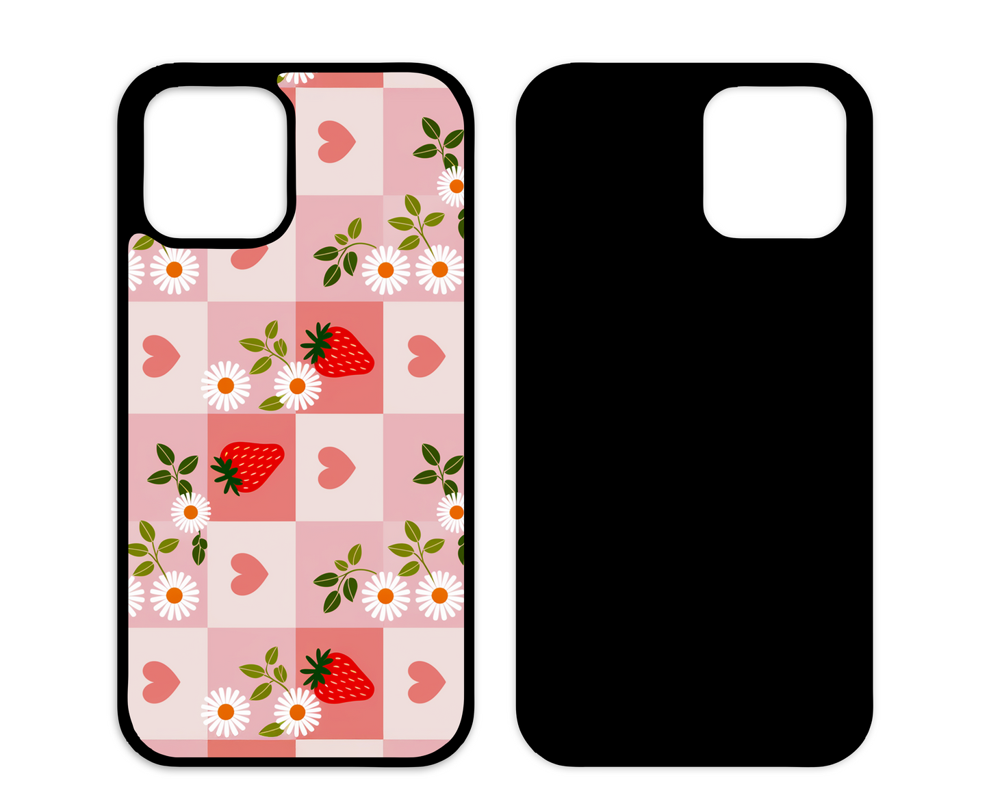 Pink love heart and strawberry phone case