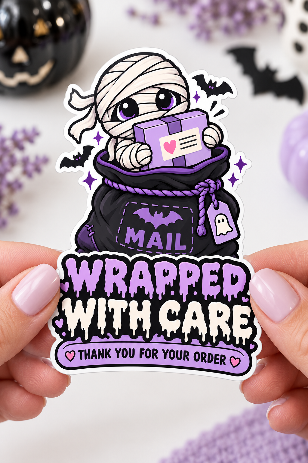 Wrapped with Care die cut stickers