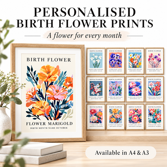 Personalised Birth Month Flower prints