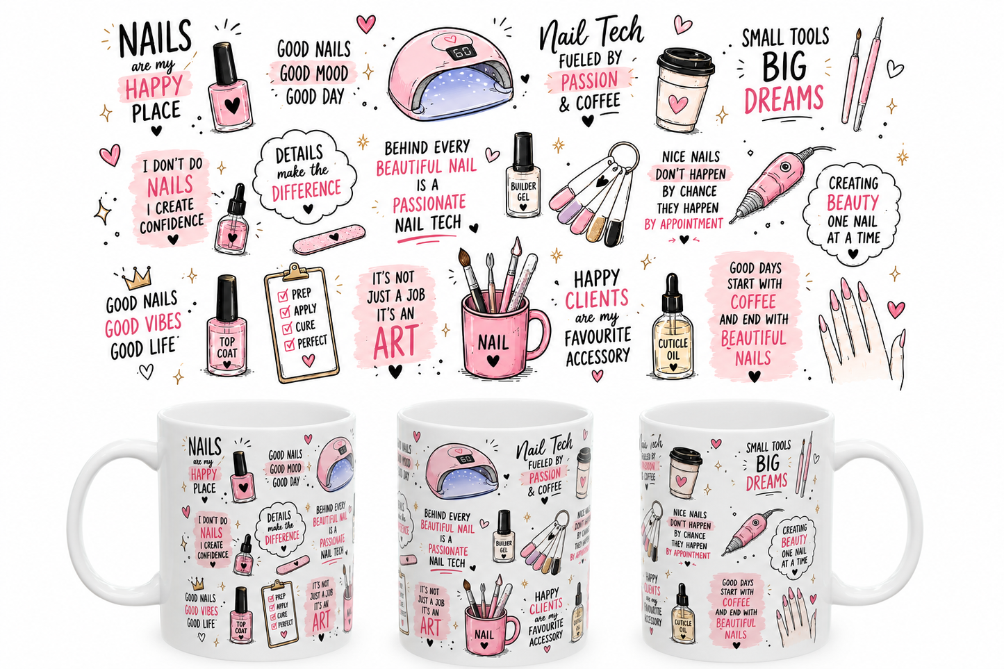 Nail Tech fun quote mugs
