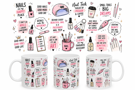 Nail Tech fun quote mugs