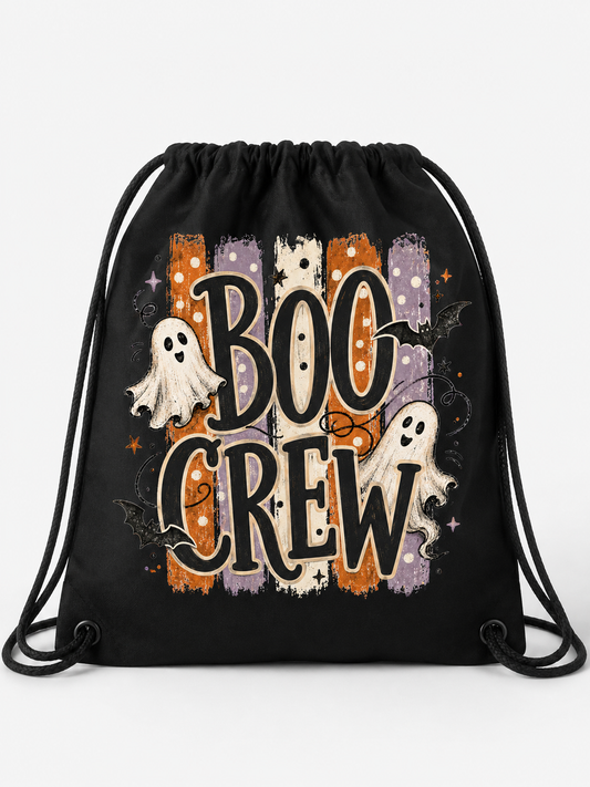 BOO CREW Halloween Drawstring Bag – 100% Cotton | Trick or Treat Bag