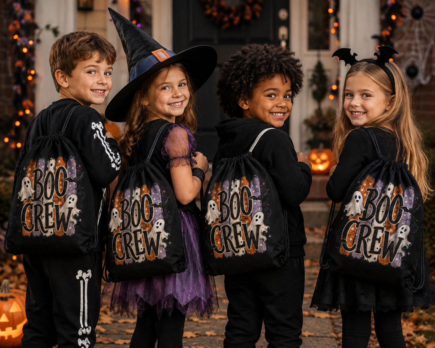 BOO CREW Halloween Drawstring Bag – 100% Cotton | Trick or Treat Bag