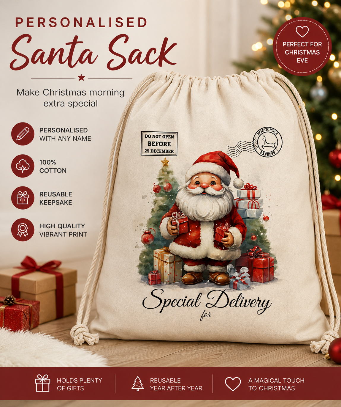 Personalised Santa Sack - Special Delivery Christmas Gift