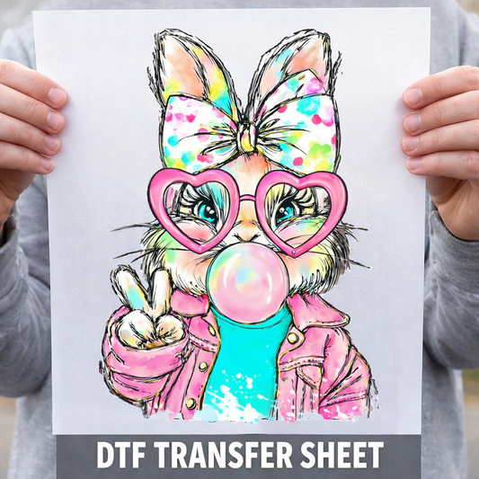 Dtf easter bunny ready to press transfer sheets