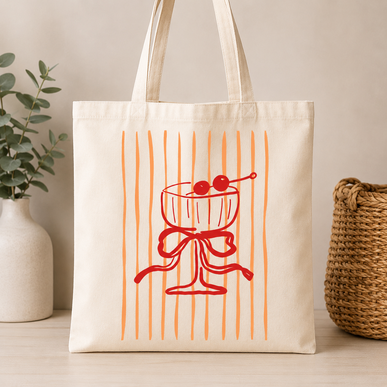 Cherry Cocktail tote bags