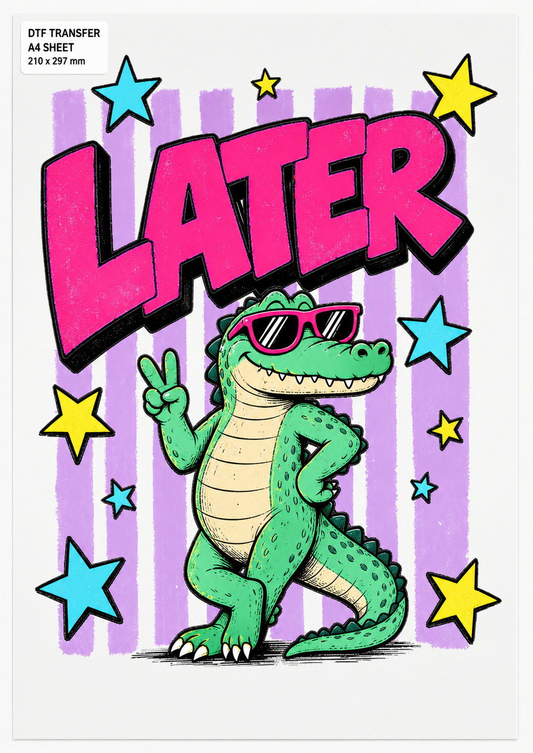 Later Alligator Dtf transfer ready to press