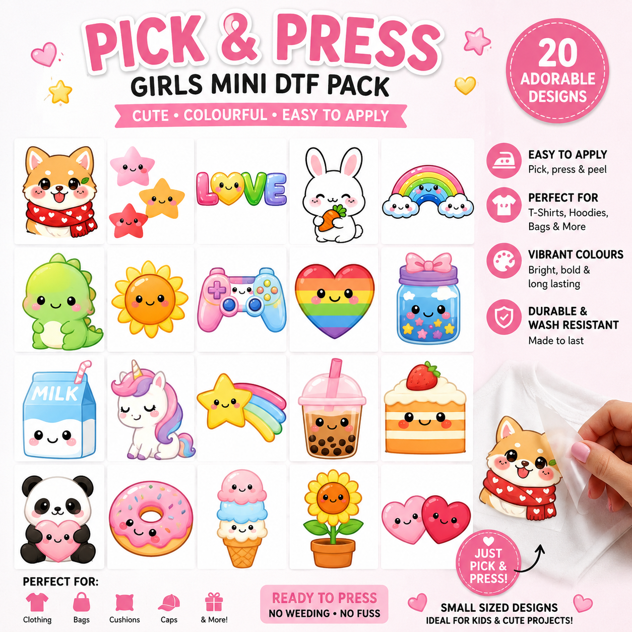 Pick and press Girls mini DTF PACK