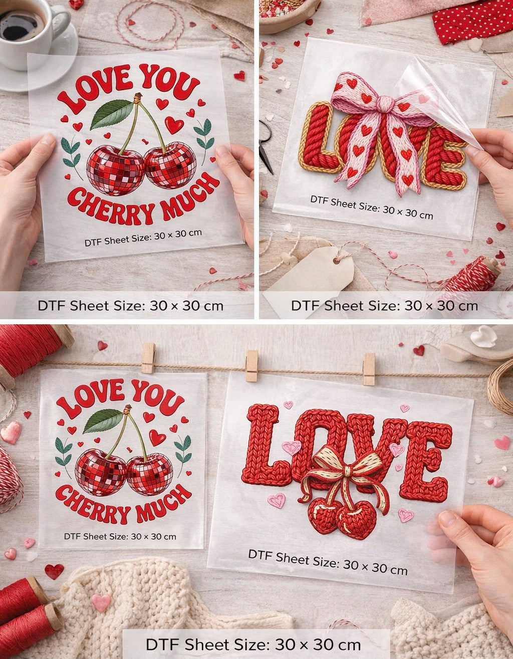Dtf sheets with love set of 3