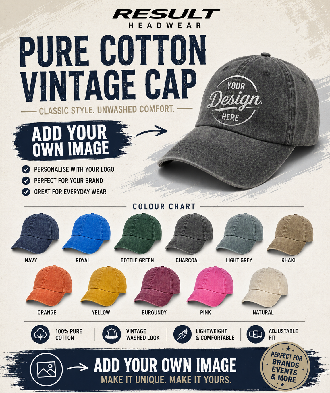 custom Vintage Caps |Add your own Image