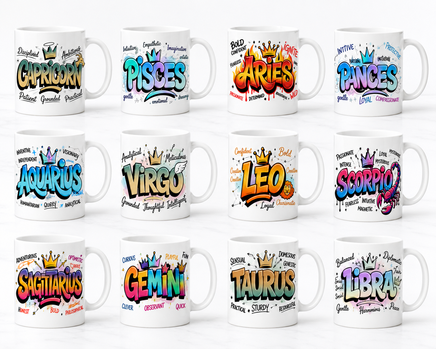 Zodiac sign personality mugs 11 oz ceramic mugs