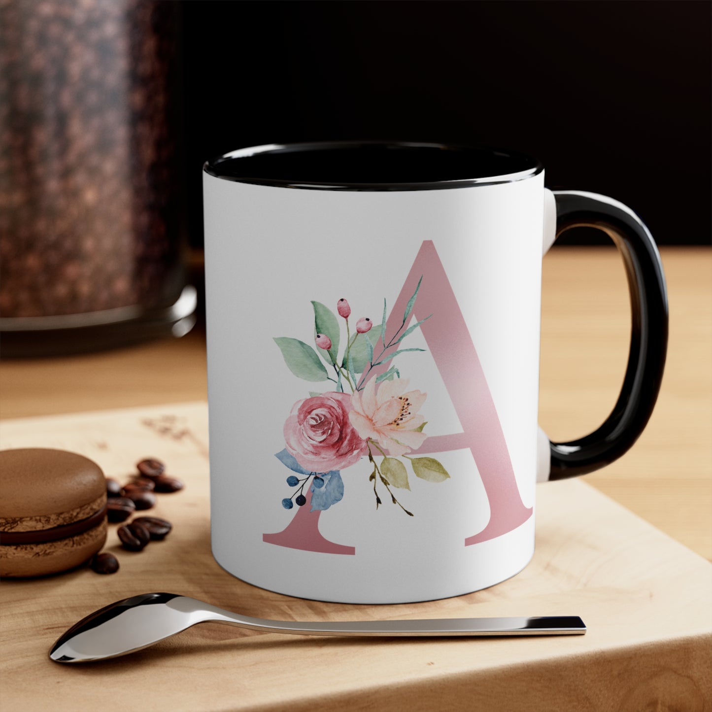 pink initial 11oz cermaic mugs