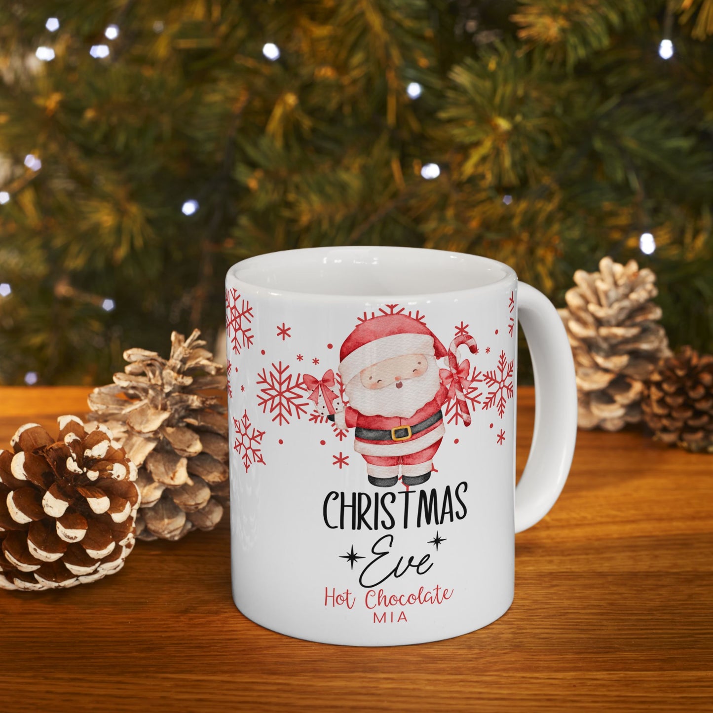 personalised Christmas Eve hot chocolate mugs