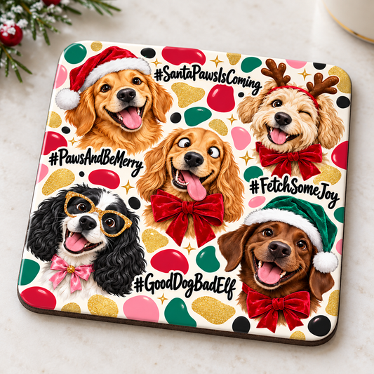 Christmas dog coasters