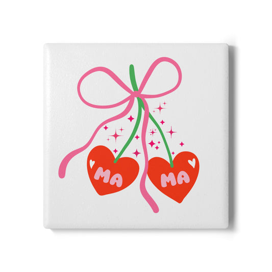 love heart Mama ceramic coaster