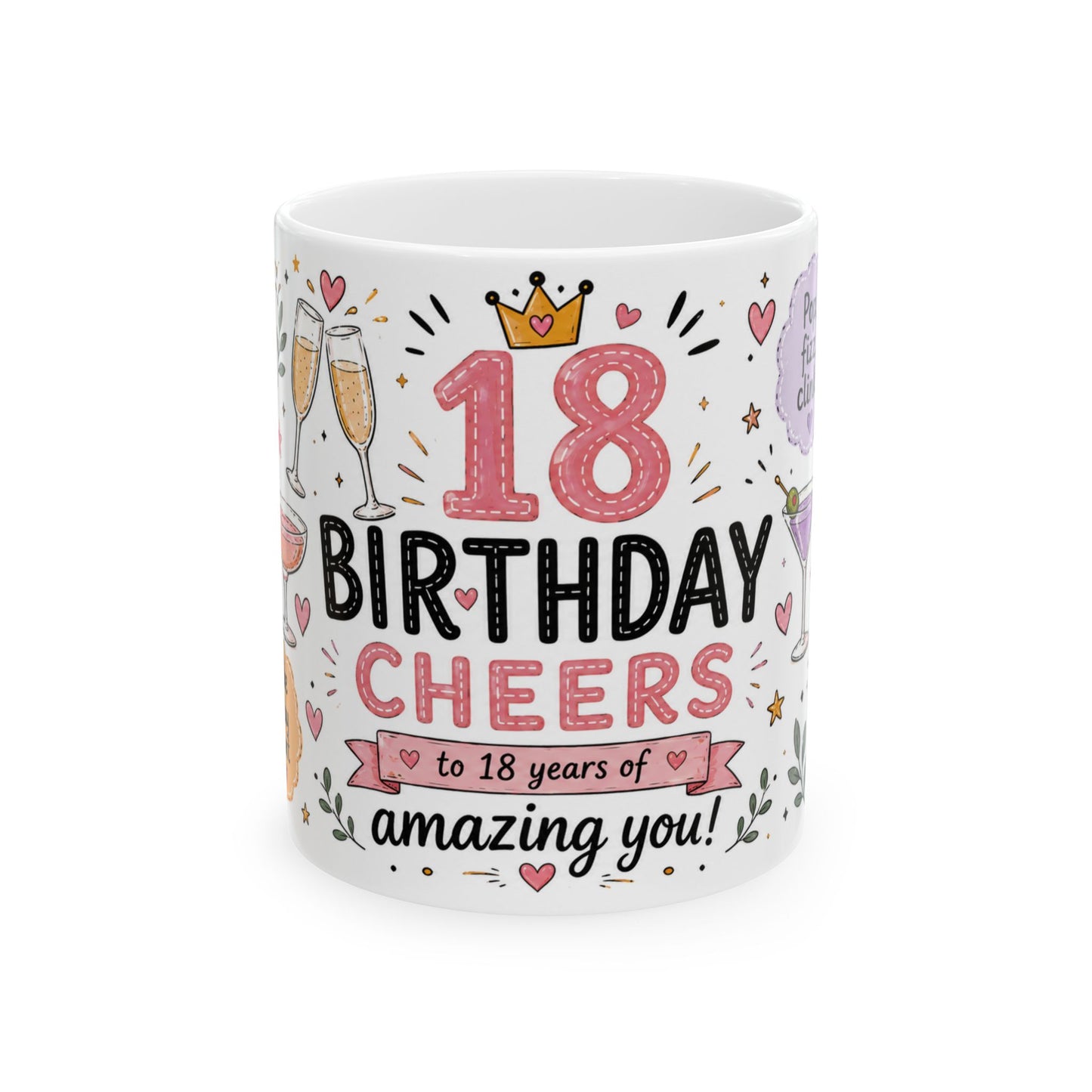 18th Birthday Cheers Mug – Fun 11oz Ceramic Gift for Her