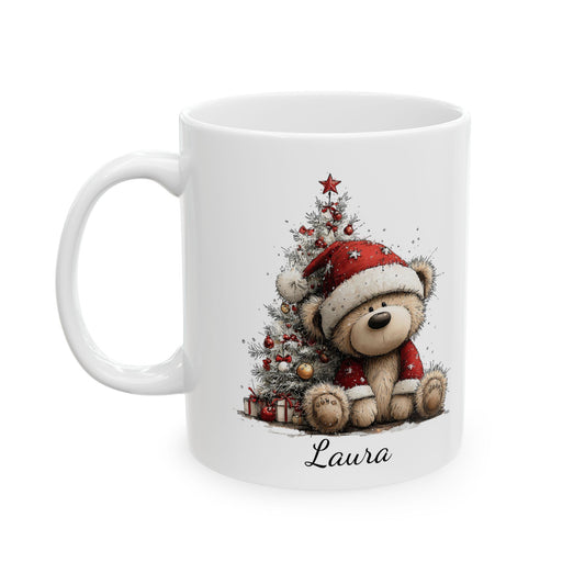 personalised Christmas Teddy design mugs