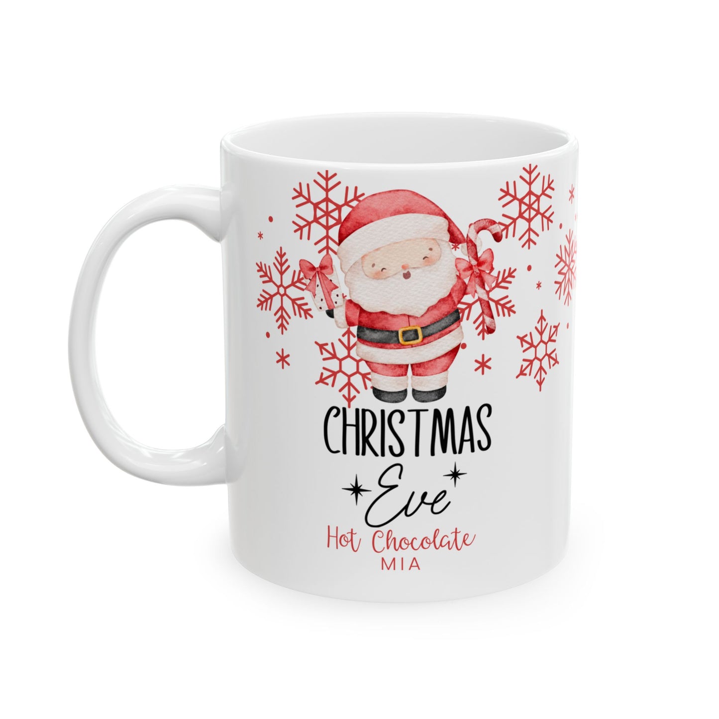 personalised Christmas Eve hot chocolate mugs