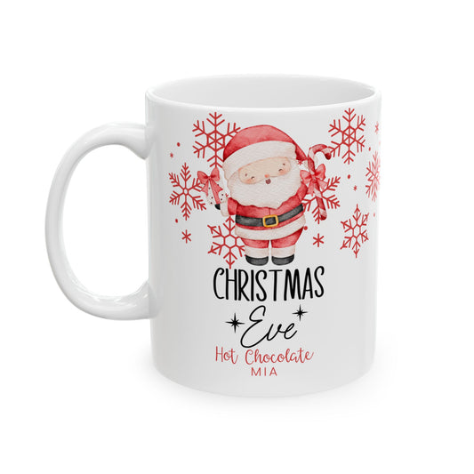 personalised Christmas Eve hot chocolate mugs