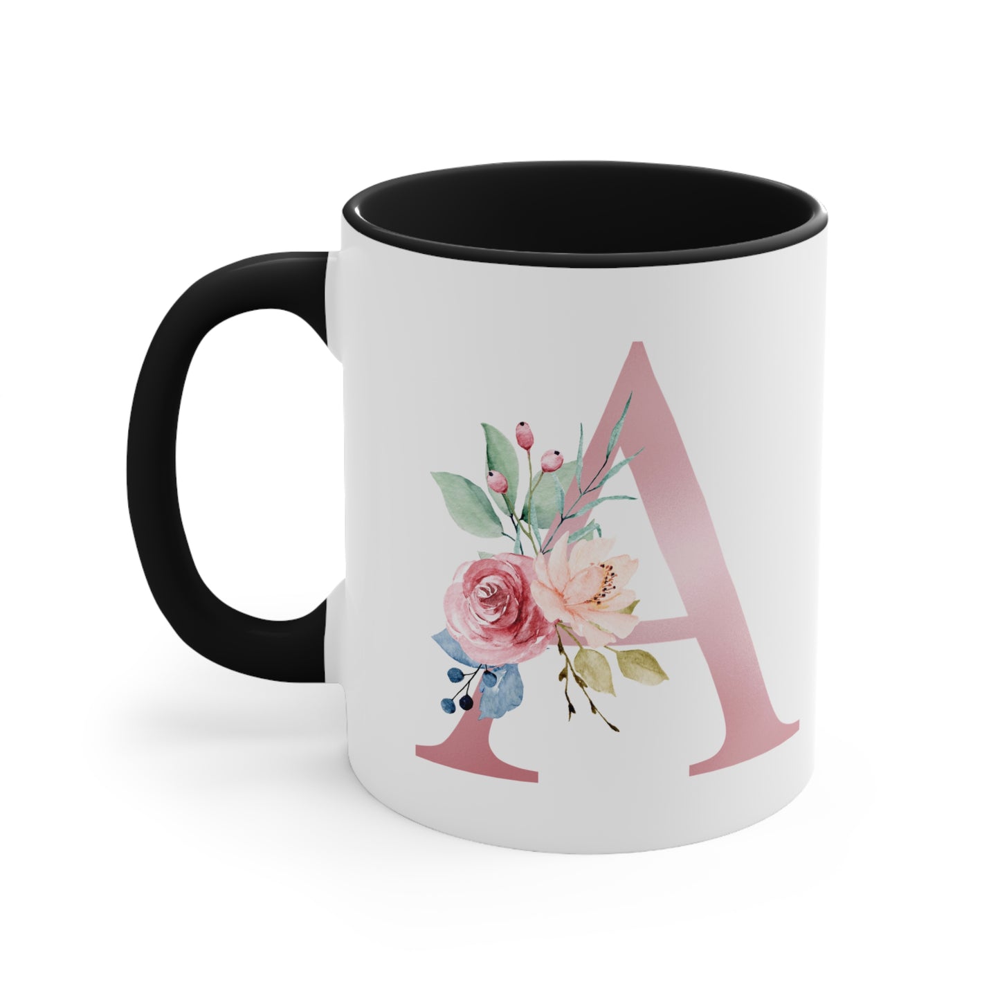 pink initial 11oz cermaic mugs