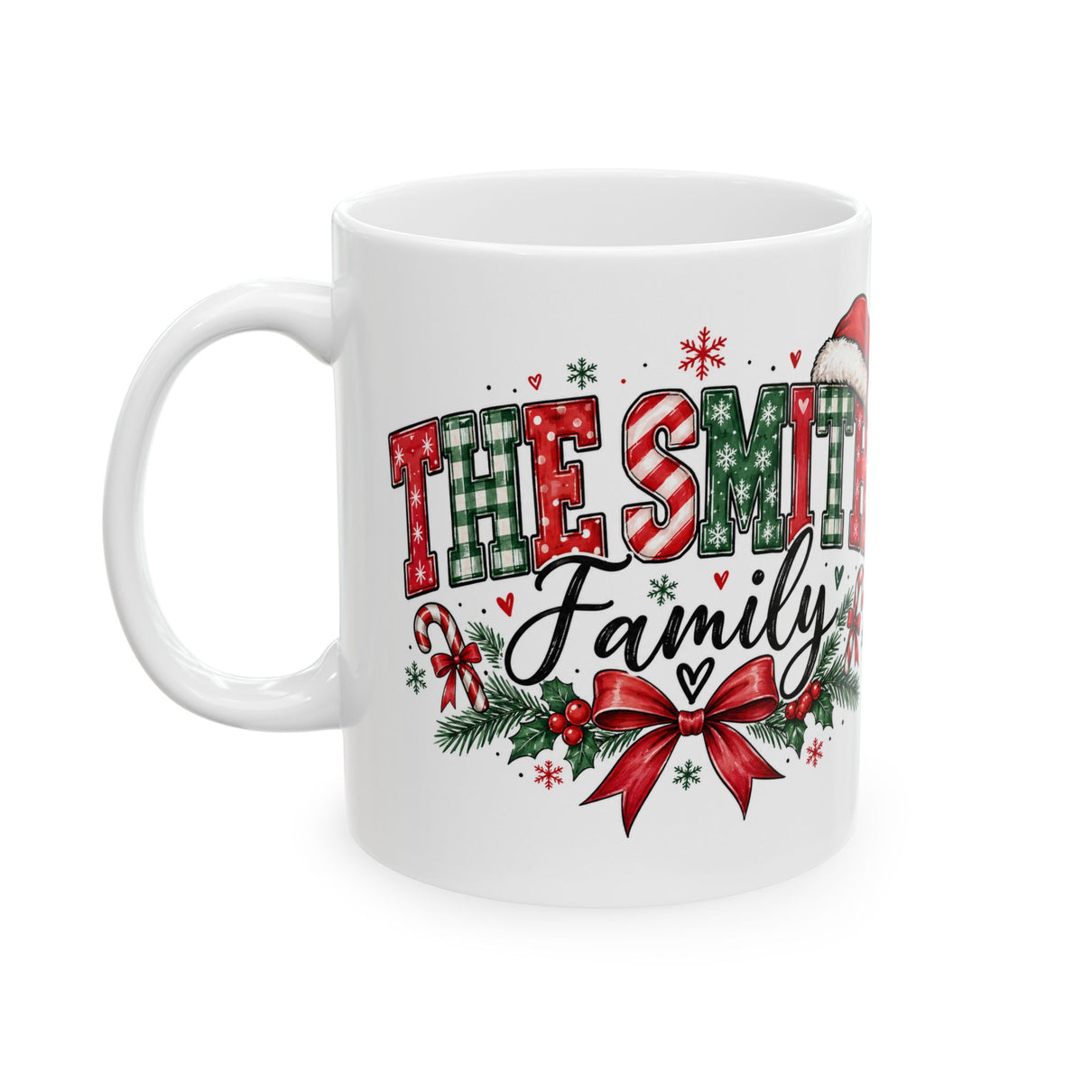 personalised family matching Christmas mugs