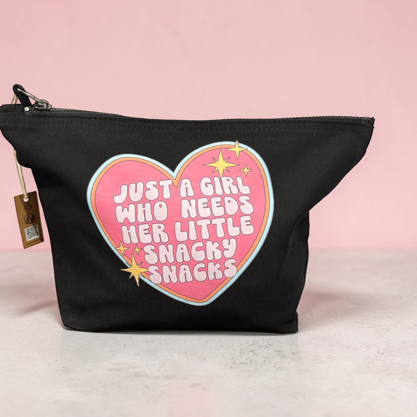 Just a girl who needs her little snacky snacks " pouch bag