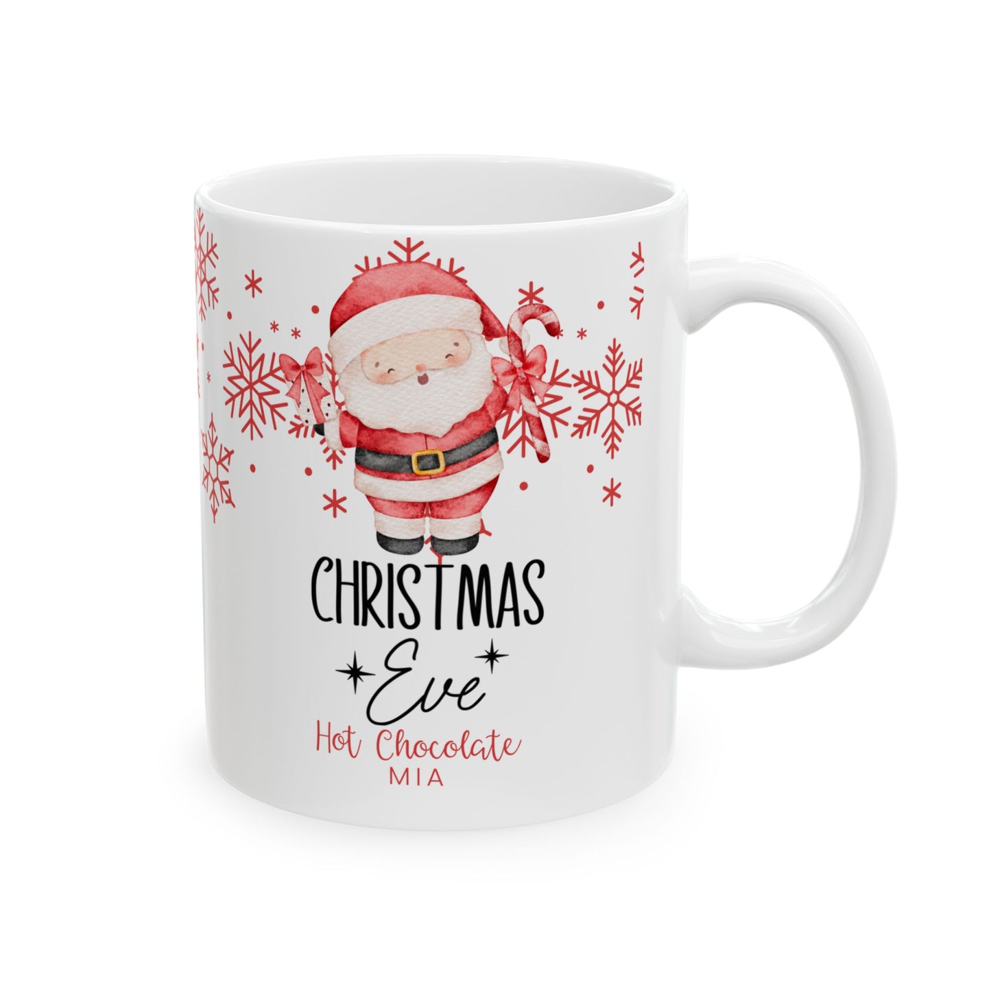 personalised Christmas Eve hot chocolate mugs