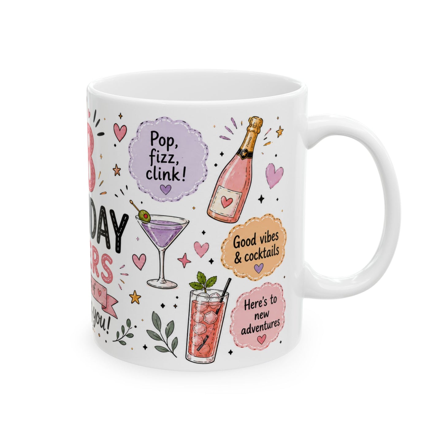 18th Birthday Cheers Mug – Fun 11oz Ceramic Gift for Her