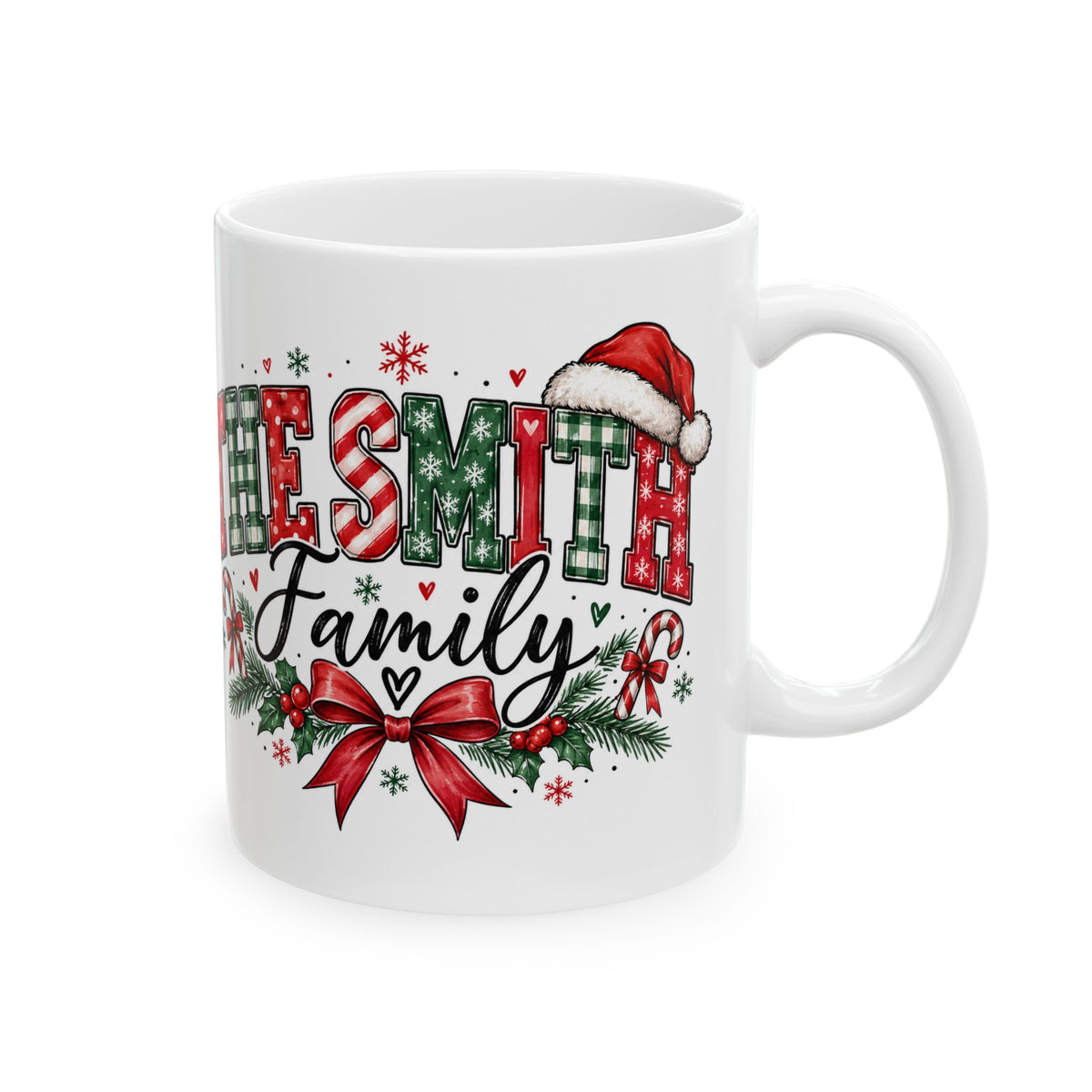 personalised family matching Christmas mugs