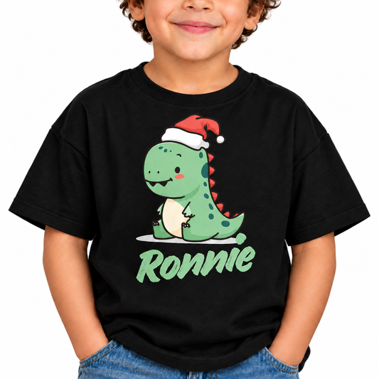 Personalised Christmas Dinosaur T-shirts